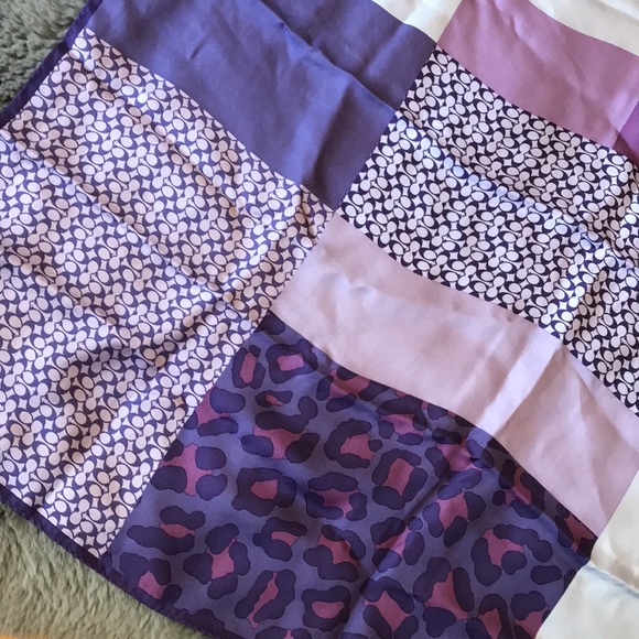 Coach Purple Patchwork Silk Scarf - Picture 3 of 6